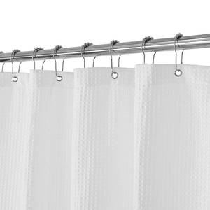 lot 7189 image: Barossa Design Waffle Weave White Shower Curtain Hotel Luxury Quality, Fabric Shower Curtains for Bathroom, Pique Pattern Cloth, Water Repellent and Machine Washable, Standard Size 71 x 72 - Retail $15