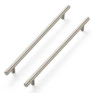 lot 7191 image: Ravinte 12-12 Inch Cabinet Handles Brushed Nickel Stainless Steel Kitchen Cupboard Hardware Cabinet Handles 10 Hole Center 4 Pack - Retail $15