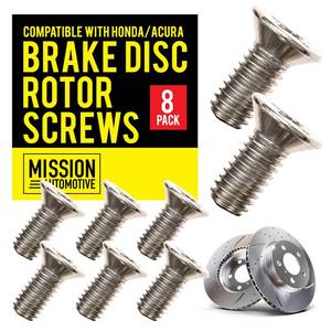 lot 7195 image: Mission Automotive Rotor Screws - Stainless Steel Brake Retaining Screws - Compatible with Honda, Acura, Hyundai & Kia Models for Disc Brake Rotor Maintenance - Pack of 7 - Retail $9