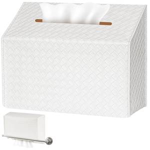 lot 7205 image: NiHome PU Leather Tissue Box Cover for Kleenex Hand Towels, Versatile Design for Countertops and Towel Racks, Leather Enhances Home Decor, Easy to Use with Exquisite Edging Craftsmanship - Retail $13