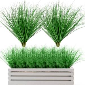 lot 7206 image: RAINFLOW 25 Pcs Artificial Wheat Grass - Fake Shrubs Wheat Grass Artificial Greenery Stems Outdoor Faux Green Onion Grass Plants for Indoor Garden Home Office Vase Patio Backyard Decor