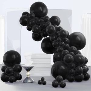 lot 7207 image: PartyWoo Black Balloons 140 pcs Different Sizes of 18 12 10 5 Inch Black Balloons Arch Kit Garland for Baby Shower Birthday Graduation Casino Gaming Anniversary Retirement Party Decorations Black-Y18 - Retail $9