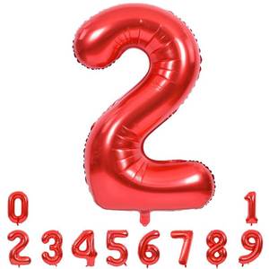 lot 7223 image: TONIFUL 40 Inch Red Large Numbers Balloons 0-9, Number 2 Digital 2 HeliumFoil Mylar Big Number Balloons for 2026 Mothers Day New Year Eve Graduation Valentines Day Birthday Party Anniversary Party - Retail $6