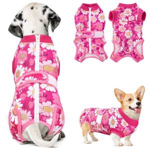 lot 7224 image: Nasjac Dog Surgery Recovery Suit - Zipper on Recovery Shirt for Female Dogs, Abdominal Wounds Cone E-Collar Alternative Onesie, Prevent Licking Dog Surgical Suit After Spayed (FU, 2XL) - Retail $24