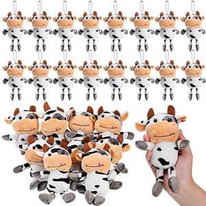 lot 7225 image: Lewtemi 20 Pcs Mini Cow Toy Stuffed Cow Lover Gift Adult Farm Plush Animal Stuffed Animals Bulk Western Keyring for Backpack Handbag Purse Party Valentine Keychain Gift - Retail $31