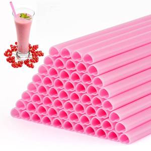 lot 7226 image: Heart Straws, Heart Shaped Straws, Disposable Cute Plastic Straws, Individually Wrapped for Valentines Day, Wedding, Birthday, Bridal Shower Decor (60 PCS, Dark Pink) - Retail $8