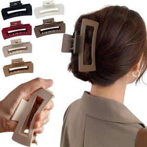 lot 7249 image: 6 Pcs Square Soft Silicone Hair Claw Clips Nonslip Acrylic Shark Hair Clips for Women Soft Bump Proof Design Large Claw Clips for Thick Hair Flexible Cozy Claw Clips - Retail $8