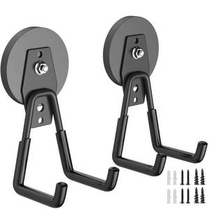 lot 7258 image: Heavy Duty Storage Magnetic Utility Hooks Large Garage Strong Extra Magnet Hooks Hanger with Anti-Slip Coating Heavy Duty Magnetic Hooks for Hanging Power Dril Garage Garden Tools 2 Pack Black - Retail $17