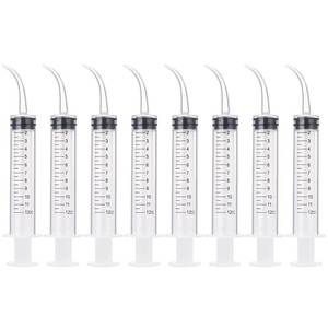 lot 7264 image: TecUnite 8 Pcs Syringe 12cc Dental Irrigation Syringe with Curved Tip for Wisdom Teeth Measurement Disposable Water Oral Mouth Liquid Tonsil Stone Squirt Mouthwash Cleaner Syringes - Retail $8