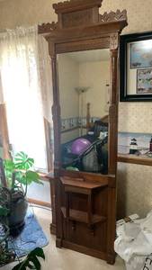 Victorian Walnut entry way Mirror 84x22x2