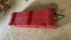 lot 1101 image: Wooden ammo box with Christmas scene painted inside 36x12x3