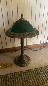 lot 1106 image: Bankers Desk Lamp with Green Glass Shade 20 inches tall