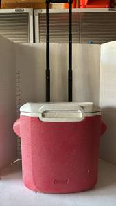 lot 2153 image: Coleman Wheeled Cooler with Telescoping Handle