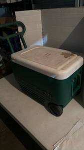 lot 2155 image: Green Rolling Cooler with Wheels