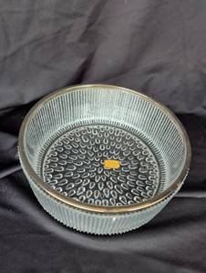 lot 2205 image: Lead Crystal Serving Bowl with Gold Rim