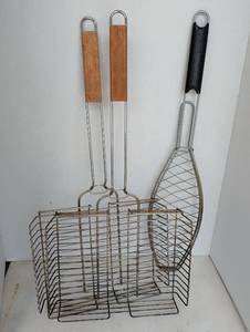 lot 2355 image: BBQ Grilling Baskets with Wooden Handles