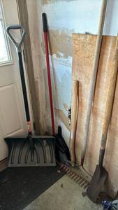 lot 2400 image: Garden Tool Set with Shovel, Rake, and Snow Shovel