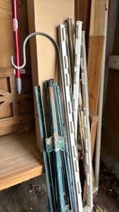 lot 2430 image: Metal and Plastic fence posts and a shepards hook