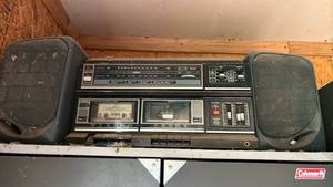 lot 3002 image: 1980s Stereo Boombox with Dual Cassette Deck and AMFM Radio