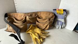 lot 3005 image: Tool belt and work gloves