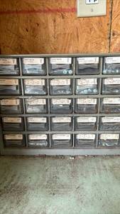 lot 3016 image: Hardware Parts Storage Cabinet with Drawers