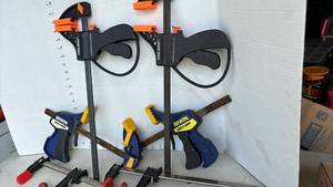lot 3301 image: Mixed Woodworking Clamp Set - Irwin Quick-Grip and Bar Clamps
