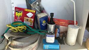 lot 3309 image: Ant Baits, bungees, inflating Pump and more