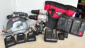 Porter Cable 20V Max Cordless Power Tool Set with Drills, Circular Saw, Batteries and Chargers