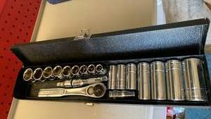 lot 3413 image: Chrome Socket Set with Ratchet Handle and Case