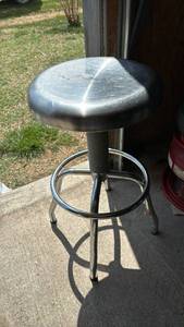 lot 3503 image: Adjustable Height Metal Stool with Chrome Base