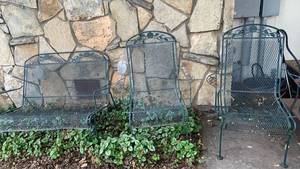lot 5001 image: Wrought Iron Patio loveseat and Chair Set with Floral Design 30x45x18 and 36x29x17