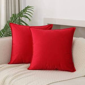lot 18966 image: JIAHANNHA Velvet Red Throw Pillow Covers Pack of 2 Decorative Soft for Couch Sofa Bedroom Livingroom Car 18�18 Inches - Retail $10