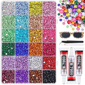 lot 18972 image: 22000Pcs Resin Rhinestones for Bedazzling with 3Pcs B7000 Jewelry Glue, Multicolor 234mm Flatback Gems Rhinestones for Crafting, Clothing Tumblers Mugs Shoes Fabric Decor Nail Art - Retail $17