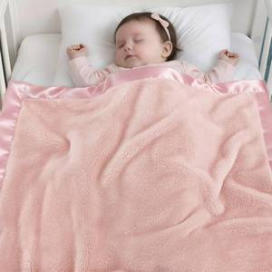 lot 18982 image: Pro Goleem Fleece Baby Blankets for Girls with 2 Inch Satin Trim, Super Soft Plush Receiving Blanket for Infant Toddler Newborn, Cozy 30x40 Inch Crib & Stroller Blanket (Pink) - Retail $10