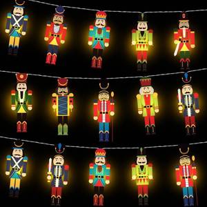 lot 18988 image: Ganeen Christmas Nutcracker String Lights 20 LED 10 ft Cute Hanging String Lights for Christmas Tree Battery Operated Indoor Holiday for Xmas Party Decorations Outdoor Mantel Fireplace - Retail $10