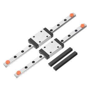 lot 18990 image: uxcell 2pcs MGN7 150mm Linear Guide Rail with 2pcs MGN7H Sliding Carriage Block Bearing Steel and 2pcs Plastic Mini MGN12 Linear Guide for DIY 3D Printers and CNC Machine, Silver - Retail $19