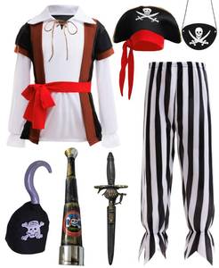 lot 18993 image: BanKids Pirate Costume Kids Pirate Role Play Dress Up Boys Halloween Costume Cosplay Birthday Party 4-5Y(M) - Retail $24
