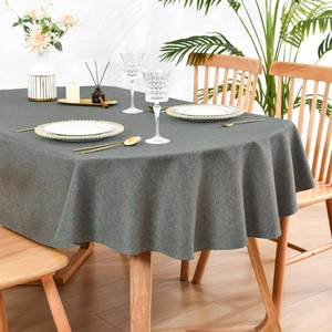 lot 18997 image: Wolkemer Oval Tablecloth 60 x 84 Inch Faux Linen Charcoal Dining Table Cover Water-Resistant Farmhouse Decorative Table Cloth for Outdoor Indoor Wedding Party Banquet Tabletop Decoration - Retail $16