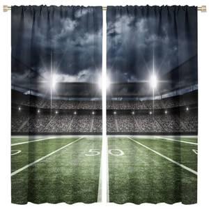 lot 19002 image: JESTRONRY Football Sport Curtains,American Football Stadium Arena Blackout Rod Pocket Window Drapes for Boys Kids Teens Men Bedroom Living Room Home Decor W42xL45in - Retail $30