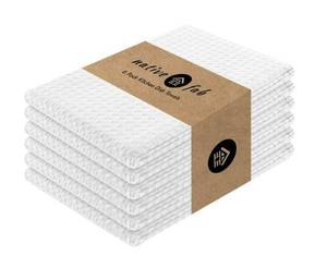 lot 19003 image: Native Fab Cotton Kitchen Towel with Hanging Loop 16x26 inches, 6-Pack, Waffle Weave Kitchen Towels for Cleaning Drying, Washcloths Soft & Absorbent Cloth Rags, Bar Towel, Dish Cloth, White - Retail $23