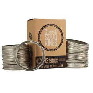 lot 19005 image: EIGHT PACK Trellis  Co. Stamped Stainless Steel Wide Mouth Mason Jar Replacement RingsBandsTops  Durable & Rustproof  for Pickling, Canning, Storage (8Pack) - Retail $26