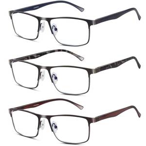 lot 19006 image: Lcbestbro 3 Pack Business Blue light Blocking Reading Glasses for Men, 0.75 Metal Readers - Retail $20