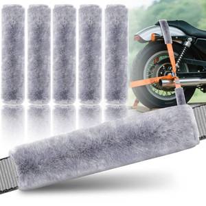 lot 19013 image: 6 PCS Motorcycle Tie Down Straps Soft Loop Cover, Synthetic Sheepskin Plush Soft Covers, Easy to Install, Protect Paint and Chrome Surfaces, Practical Motorcycles Softs Ties Downs Strap Cover -Grey
