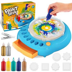 lot 19017 image: Spin Art Machine for Kids - Paint Spinner Art Craft Kit with 36 Artboards & 7 Colors - Arts and Crafts Painting Set for Boys Girls Ages 4-12, Birthday Easter Gifts for 6 7 8 9 10 Year Old��Blue�� - Retail $36