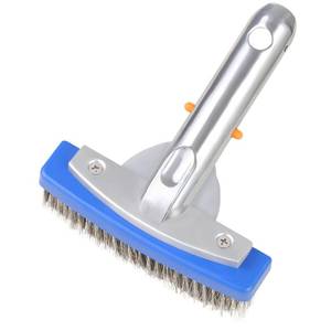 lot 19022 image: 5-Inch Stainless Steel Pool Brush - Heavy Duty Pool Cleaning Brush for Concrete & Gunite Pools, Deep Cleaning Tool for Walls & Floors - Durable Wire Bristle Brush Head - Retail $13