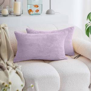 lot 19034 image: Demetex Lumbar Throw Pillows for Couch 12x20 Pillow Covers Rectangular Plush Corduroy Pillowcases for Baby Rooms Nursery Furniture, Set of 2, 12 x 20 inch, Lavender - Retail $13