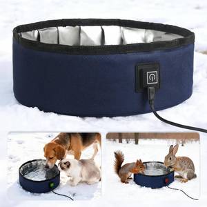 lot 19043 image: Heated Water Bowl for Dogs Winter Outdoor - 3L Foldable Travel Pet Bowl Keeps Water Unfrozen for Dogs Cats Chickens, USB Adjustable 113-149°F, Leakproof Portable Anti-Chew - Retail $6