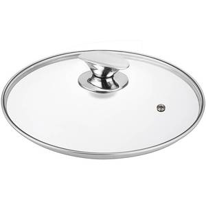 lot 19055 image: Tempered Glass Lid for Replacement, Clear Cover for Pans and Pots, 8, 9.5, 10.5, 11, 12, 12.5 Inch Lids for Cookware Cooking, Frying Pans, Skillets, Dutch Oven, Sauce Pan (8 In) - Retail $15