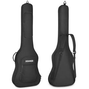 lot 19056 image: Donner 47 Inch Electric Bass Guitar Case, 0.4 Inch Thick Padding Sponge 600D Ripstop Waterproof Nylon Soft Electric Bass Guitar Gig Bag with 3 Pockets and Back Hanger Loop, Black - Retail $40