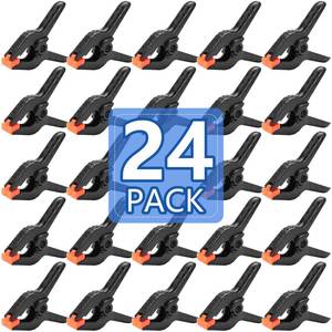 lot 19060 image: 24 Pack 3.5 inch Plastic Spring Clamps, Black Heavy Duty Clips, Backdrop Clips, Plastic Clamps for Crafts, Backdrop Stand, Woodworking, Photography - Retail $10